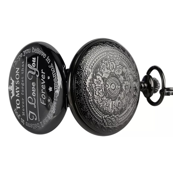 ๐HP๐๐๏ธ"To my son" black pocket/necklace watch - Picture 3 of 7